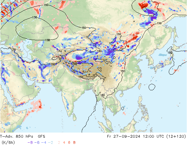 T-Adv. 850 hPa GFS Sex 27.09.2024 12 UTC