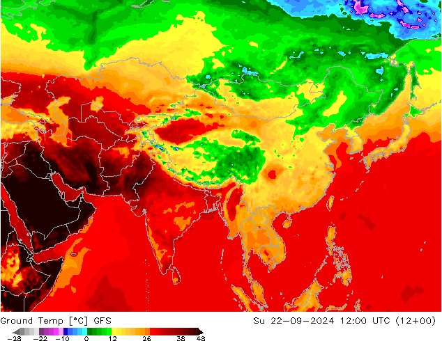 Bodemtemperatuur GFS zo 22.09.2024 12 UTC