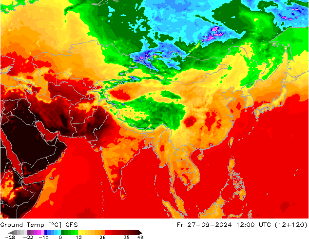 Ground Temp GFS Fr 27.09.2024 12 UTC