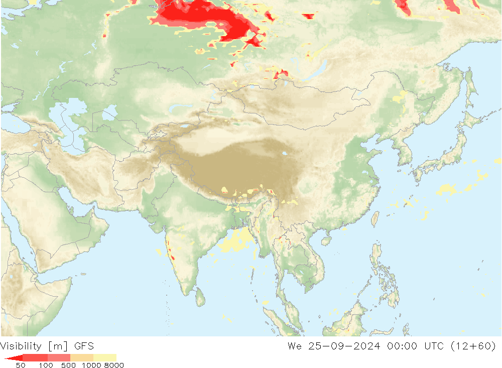 Görüş alanı GFS Çar 25.09.2024 00 UTC