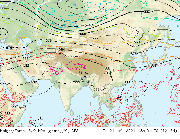 Height/Temp. 500 hPa GFS Tu 24.09.2024 18 UTC