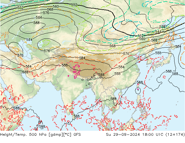 Z500/Rain (+SLP)/Z850 GFS  29.09.2024 18 UTC