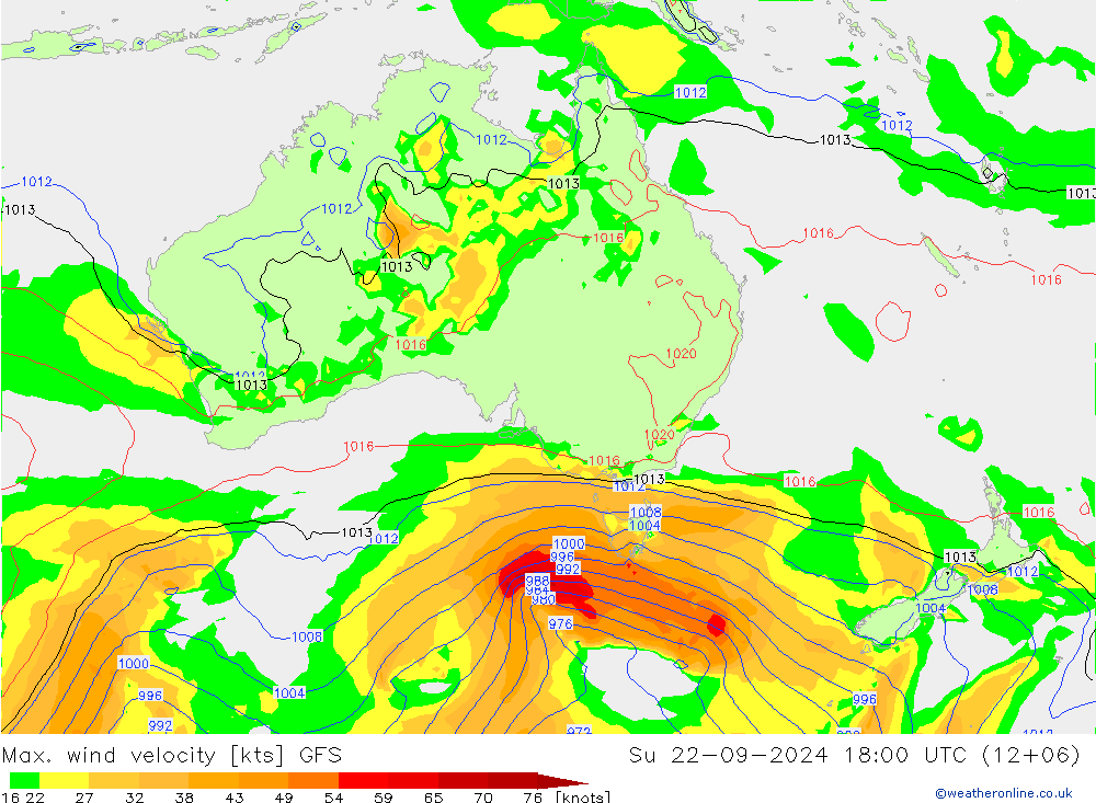 Max. wind velocity GFS Вс 22.09.2024 18 UTC