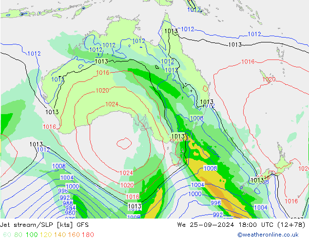 Jet stream/SLP GFS We 25.09.2024 18 UTC