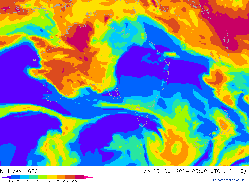 K-Index GFS пн 23.09.2024 03 UTC