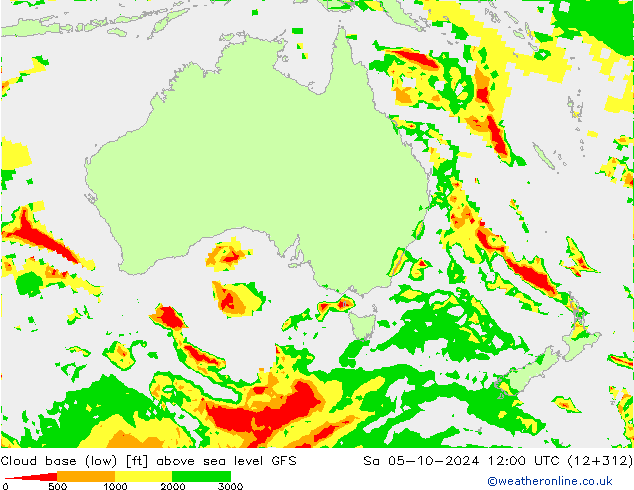 Höhe untere Wolkengrenze GFS Sa 05.10.2024 12 UTC