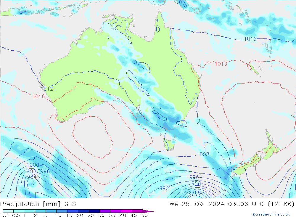 Précipitation GFS mer 25.09.2024 06 UTC