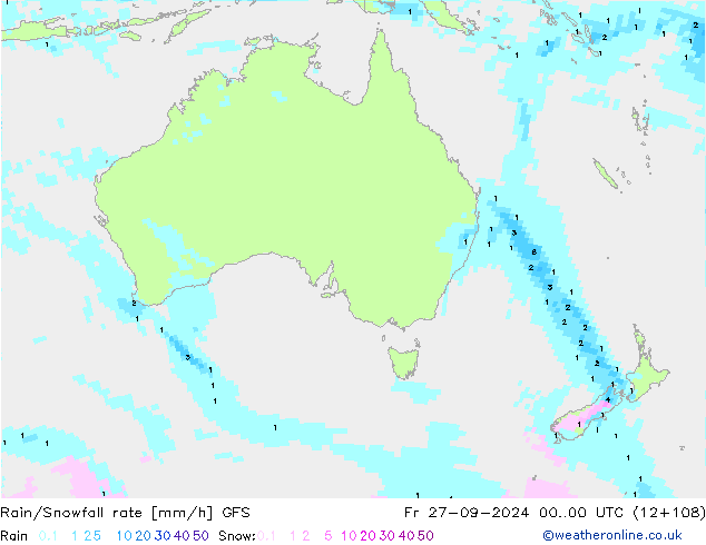 Rain/Snowfall rate GFS Fr 27.09.2024 00 UTC