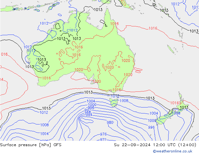 Atmosférický tlak GFS Ne 22.09.2024 12 UTC