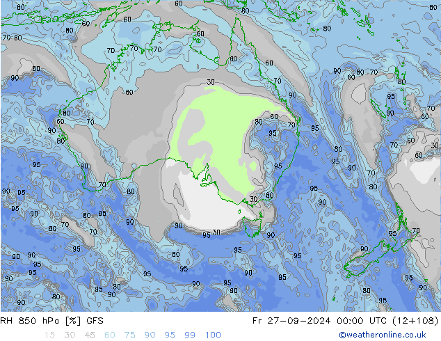 RH 850 hPa GFS Fr 27.09.2024 00 UTC