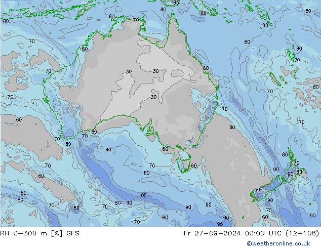 RH 0-300 m GFS пт 27.09.2024 00 UTC