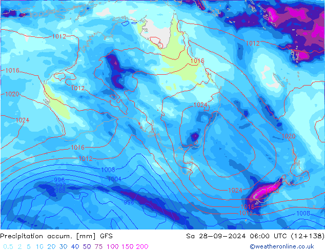 Precipitation accum. GFS Sa 28.09.2024 06 UTC