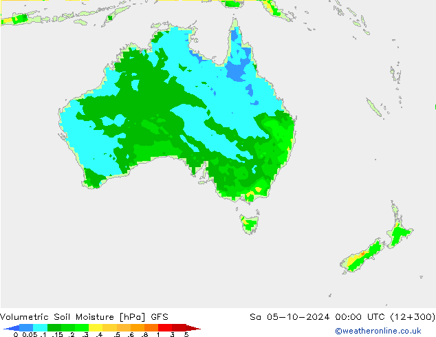 Volumetric Soil Moisture GFS Sa 05.10.2024 00 UTC