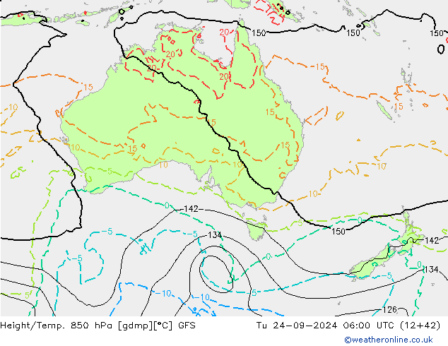 Géop./Temp. 850 hPa GFS mar 24.09.2024 06 UTC