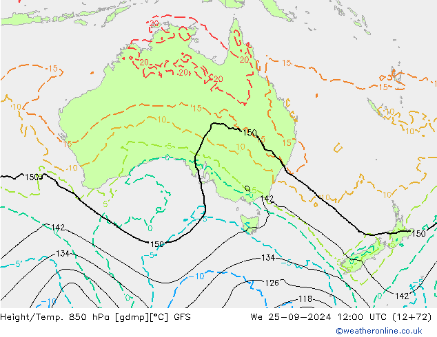 Z500/Rain (+SLP)/Z850 GFS St 25.09.2024 12 UTC