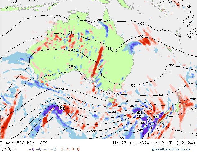 T-Adv. 500 hPa GFS lun 23.09.2024 12 UTC