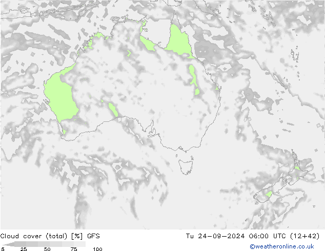 Nuages (total) GFS mar 24.09.2024 06 UTC