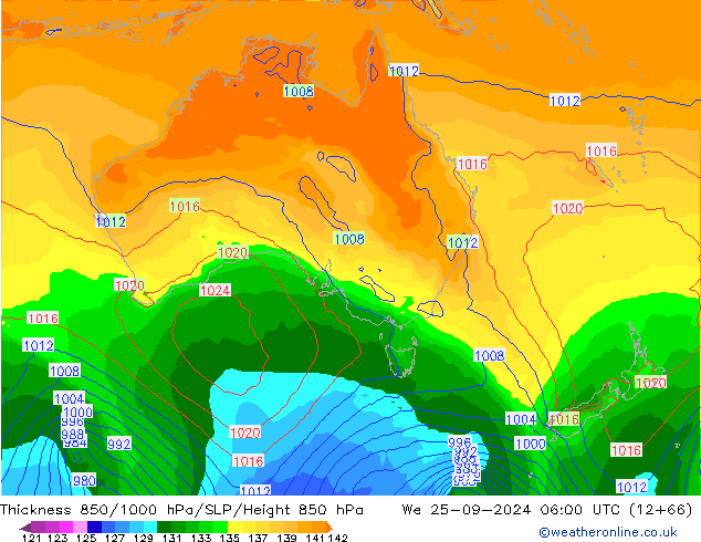 850-1000 hPa Kalınlığı GFS Çar 25.09.2024 06 UTC