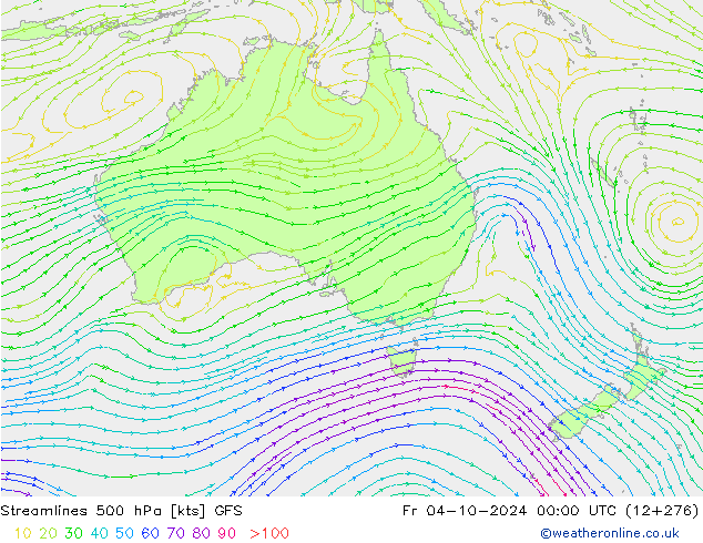 Stroomlijn 500 hPa GFS vr 04.10.2024 00 UTC