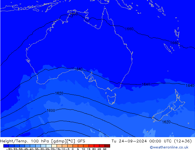 Height/Temp. 100 hPa GFS  24.09.2024 00 UTC