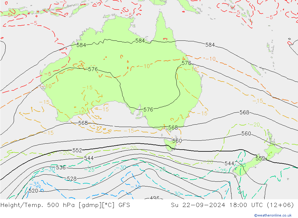 Z500/Rain (+SLP)/Z850 GFS nie. 22.09.2024 18 UTC