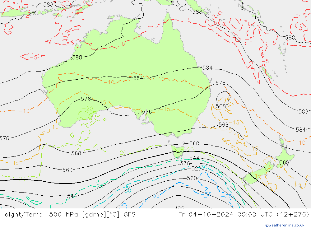 Height/Temp. 500 hPa GFS Pá 04.10.2024 00 UTC