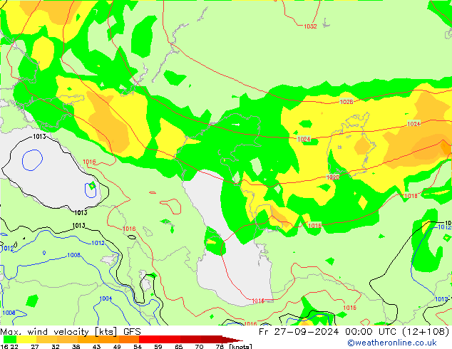 Max. wind velocity GFS Fr 27.09.2024 00 UTC