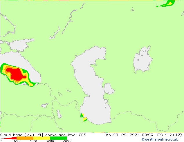 Alçak Bulut Alt Sınırı GFS Pzt 23.09.2024 00 UTC