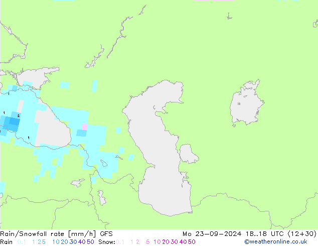 Rain/Snowfall rate GFS пн 23.09.2024 18 UTC