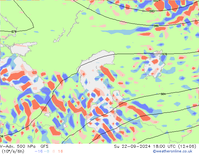 V-Adv. 500 hPa GFS dom 22.09.2024 18 UTC