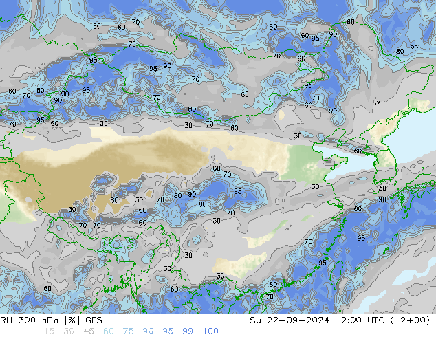 RH 300 hPa GFS Ne 22.09.2024 12 UTC