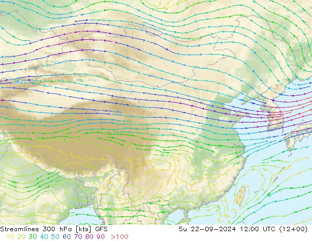 Streamlines 300 hPa GFS Su 22.09.2024 12 UTC