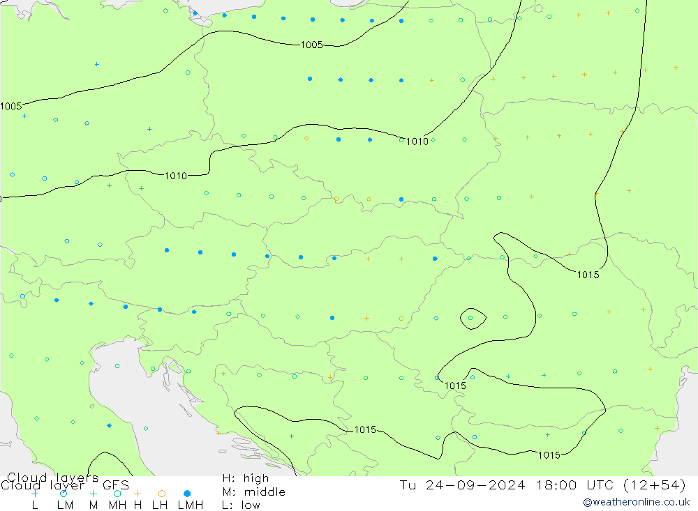 Cloud layer GFS  24.09.2024 18 UTC