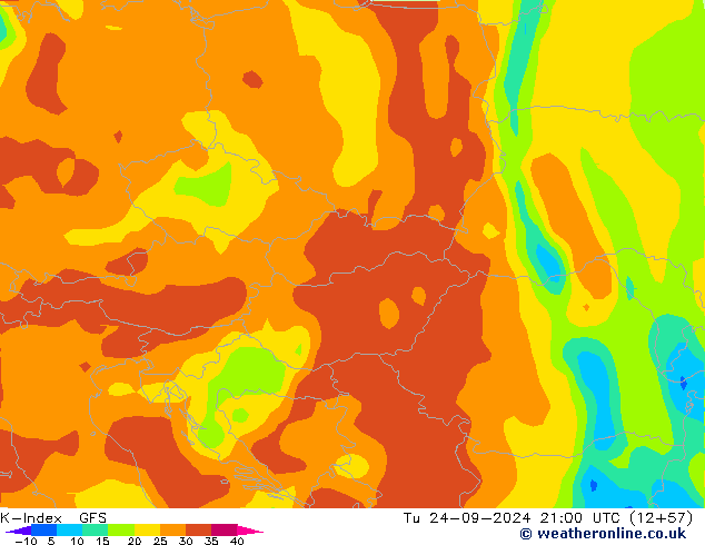 K-Index GFS вт 24.09.2024 21 UTC