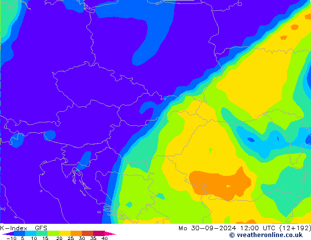 K-Index GFS пн 30.09.2024 12 UTC