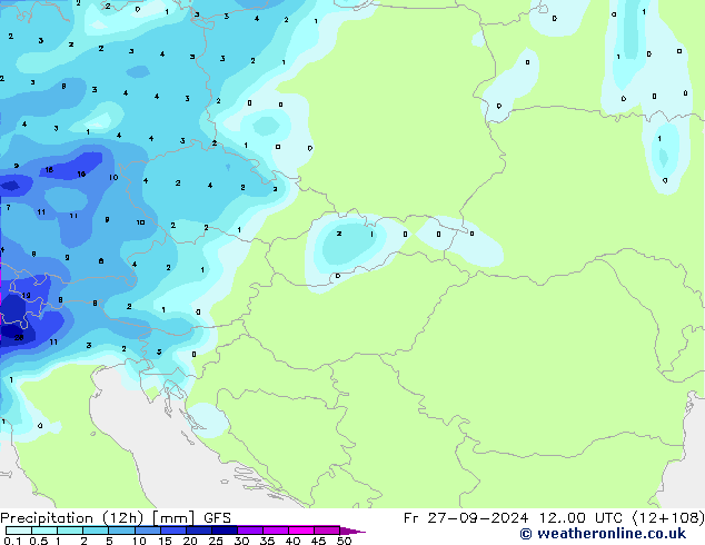 Yağış (12h) GFS Cu 27.09.2024 00 UTC