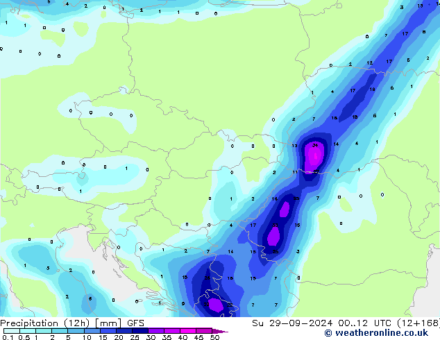 Precipitação (12h) GFS Dom 29.09.2024 12 UTC