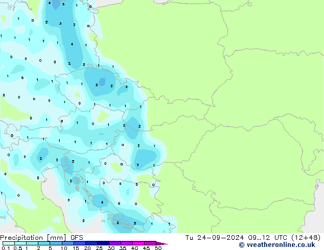 Precipitation GFS Tu 24.09.2024 12 UTC