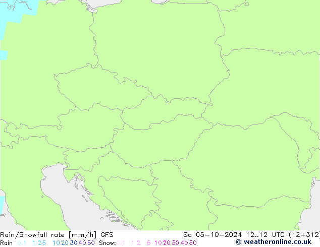 Rain/Snowfall rate GFS Sa 05.10.2024 12 UTC