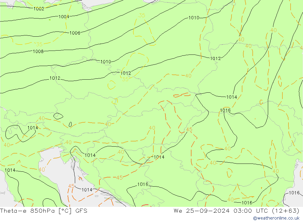 Theta-e 850hPa GFS We 25.09.2024 03 UTC