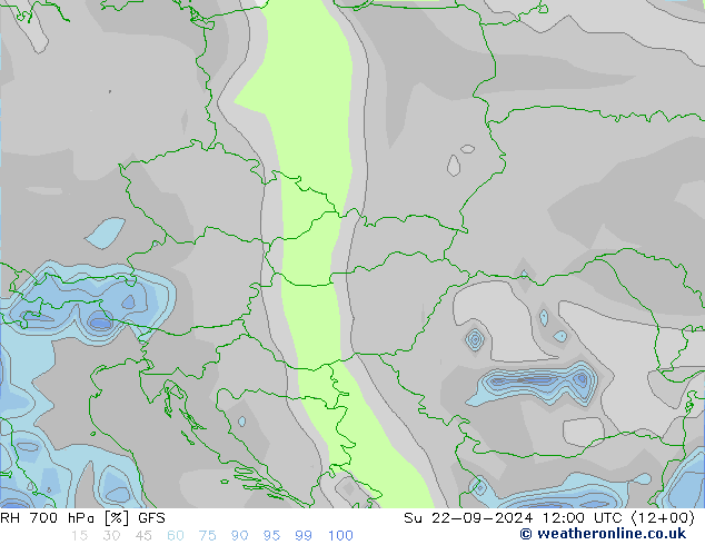 RH 700 hPa GFS Su 22.09.2024 12 UTC