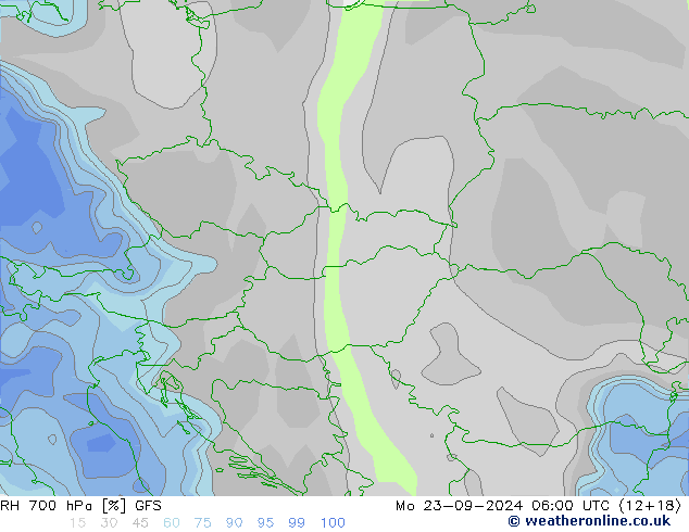 RH 700 hPa GFS Mo 23.09.2024 06 UTC