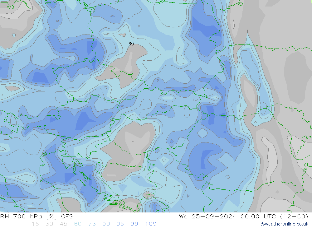 Humedad rel. 700hPa GFS mié 25.09.2024 00 UTC