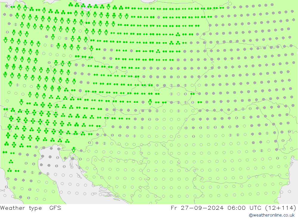 Type de précipitation GFS ven 27.09.2024 06 UTC