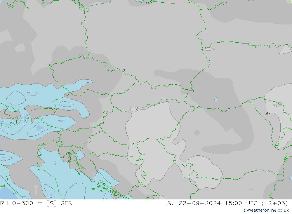 RH 0-300 m GFS Su 22.09.2024 15 UTC