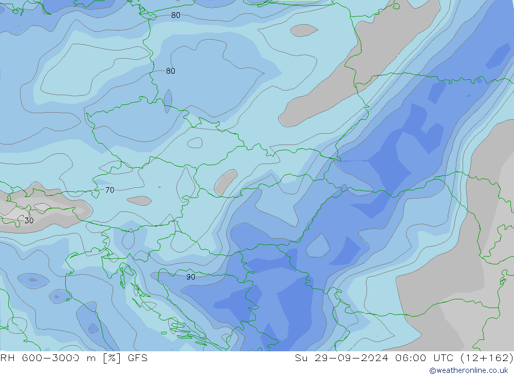 RH 600-3000 m GFS nie. 29.09.2024 06 UTC