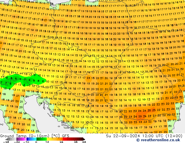 Ground Temp (0-10cm) GFS Su 22.09.2024 12 UTC