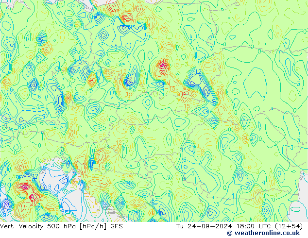 500 hPa Dikey Hız GFS Sa 24.09.2024 18 UTC