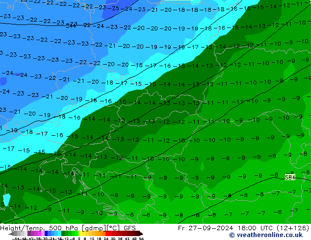 Height/Temp. 500 hPa GFS Fr 27.09.2024 18 UTC