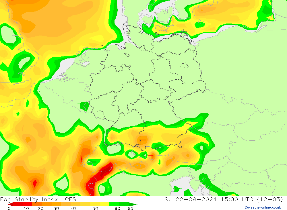 Fog Stability Index GFS zo 22.09.2024 15 UTC